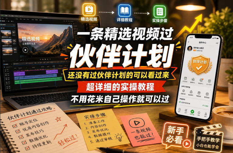 一条精选视频过伙伴计划,还没有过伙伴计划的可以看过来,超详细的实操教程,不用花米自己操作就可以过-铜臭网