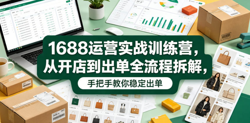 1688运营实战训练营,从开店到出单全流程拆解,手把手教你稳定出单-铜臭网