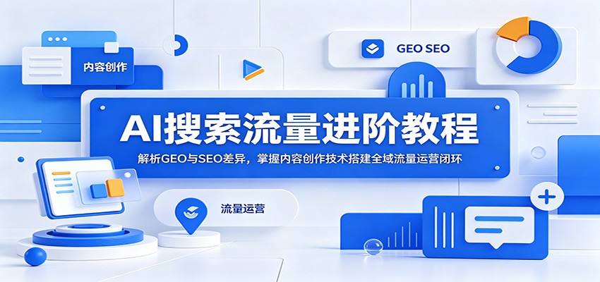 AI搜索流量进阶教程:解析GEO与SEO差异,掌握内容创作技术搭建全域流量运营闭环-铜臭网