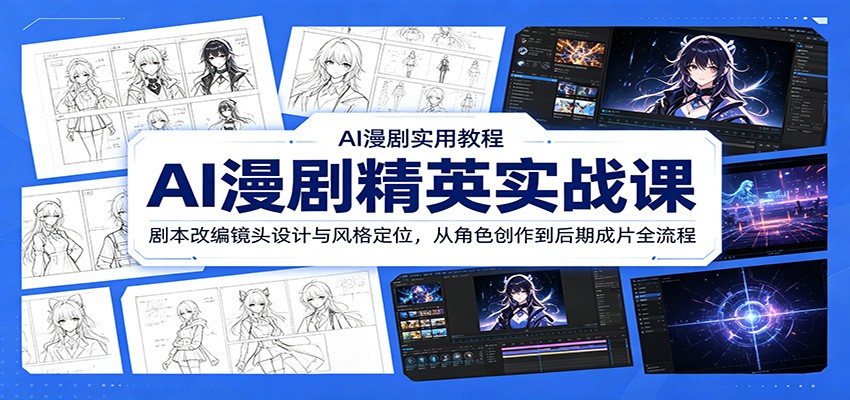 AI漫剧精英实战课：剧本改编镜头设计与风格定位，从角色创作到后期成片全流程-铜臭网