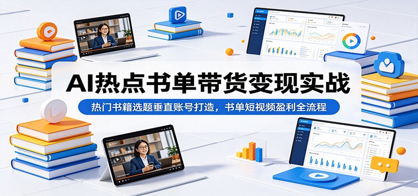 AI热点书单带货变现实战：热门书籍选题垂直账号打造，书单短视频盈利全流程-铜臭网