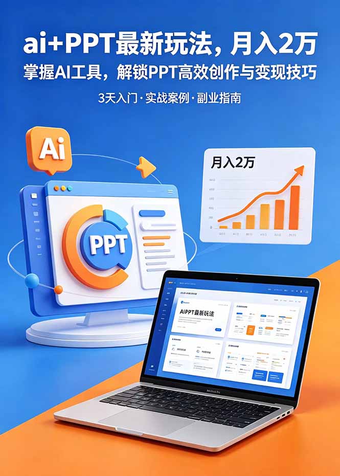 ai+PPT最新玩法,月入2万掌握AI工具,解锁PPT高效创作与变现技巧3天入门,实战案例·副业指南-铜臭网