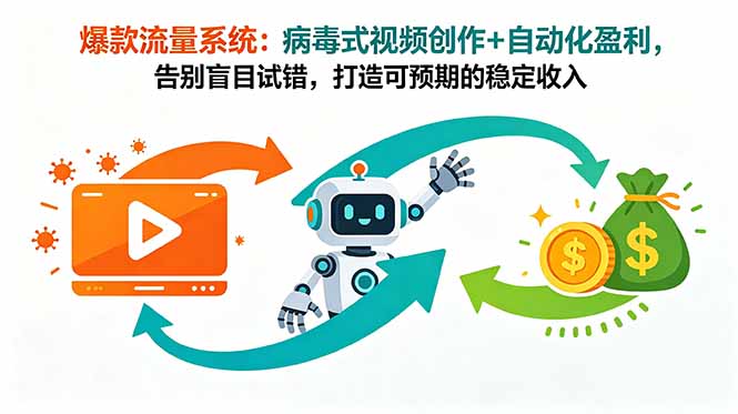 爆款流量系统：病毒式视频创作+自动化盈利，告别盲目试错，打造可预期的稳定收入-铜臭网
