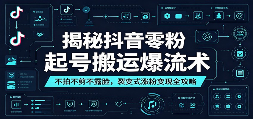 揭秘抖音零粉起号搬运爆流术：不拍不剪不露脸，裂变式涨粉变现全攻略-铜臭网