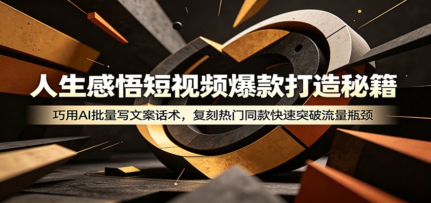 人生感悟短视频爆款打造秘籍：巧用A 批量写文案话术，复刻热门同款快速突破流量瓶颈-铜臭网