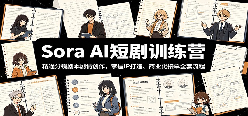 Sora AI短剧训练营：精通分镜剧本剧情创作，掌握IP打造、商业化接单全套流程-铜臭网
