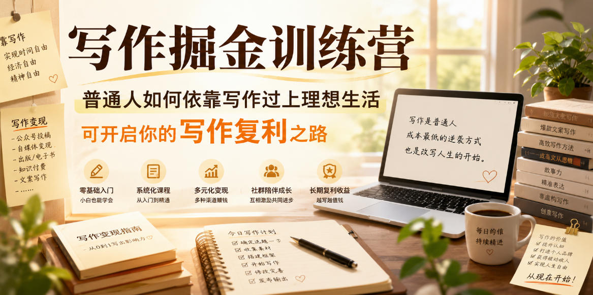 写作掘金训练营，普通人如何依靠写作过上理想生活，可开启你的写作复利之路(更新6月)-铜臭网