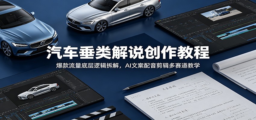 汽车垂类解说创作教程:爆款流量底层逻辑拆解,AI文案配音剪辑多赛道教学-铜臭网