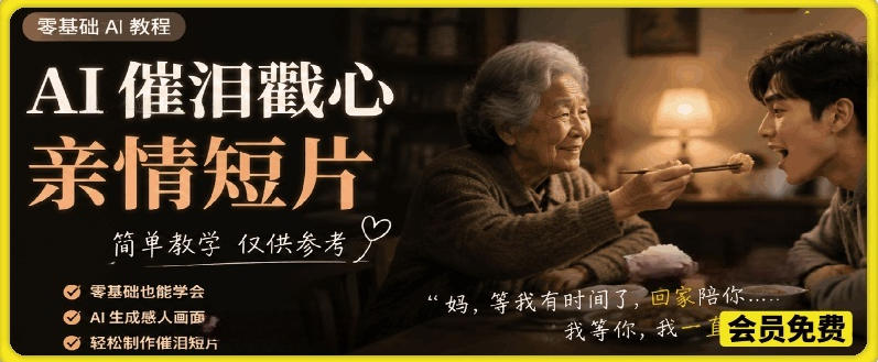 AI催泪戳心亲情短片,零基础AI教程,简单教学仅供参考-铜臭网