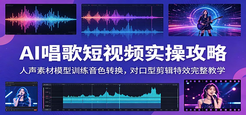 AI唱歌短视频实操攻略:人声素材模型训练音色转换,对口型剪辑特效完整教学-铜臭网