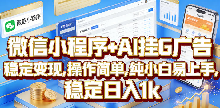 微信小程序+AI挂G广告,稳定变现,操作简单,纯小白易上手,稳定日入1k【揭秘】-铜臭网