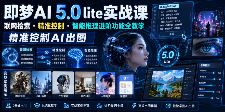 即梦AI 5.0 lite实战课,联网检索・精准控制・智能推理进阶功能全教学,精准控制AI出图-铜臭网