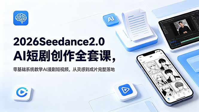 2026Seedance2.0AI短剧创作全套课,零基础系统教学AI漫剧短视频,从灵感到成片完整落地-铜臭网