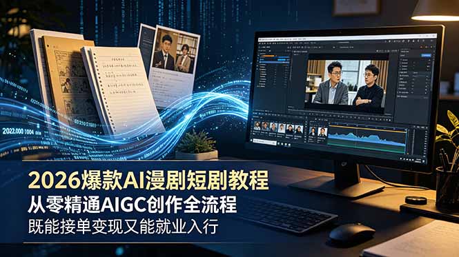 2026 爆款 AI 漫剧短剧教程 从零精通 AIGC 创作全流程 既能接单变现又能就业入行-铜臭网