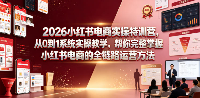 2026小红书电商实操特训营,从0到1系统实操教学,帮你完整掌握小红书电商的全链路运营方法-铜臭网