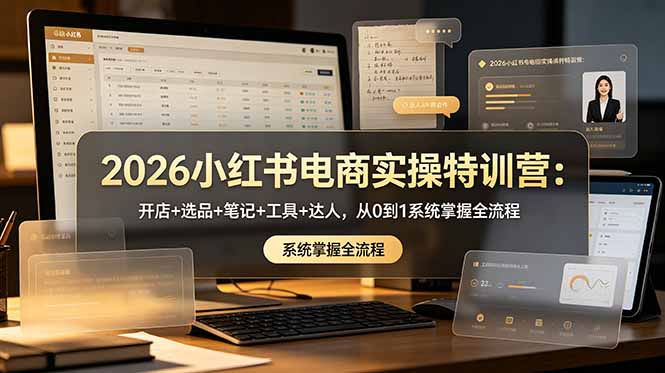 2026小红书电商实操特训营:开店+选品+笔记+工具+达人,从0到1系统掌握全流程-铜臭网