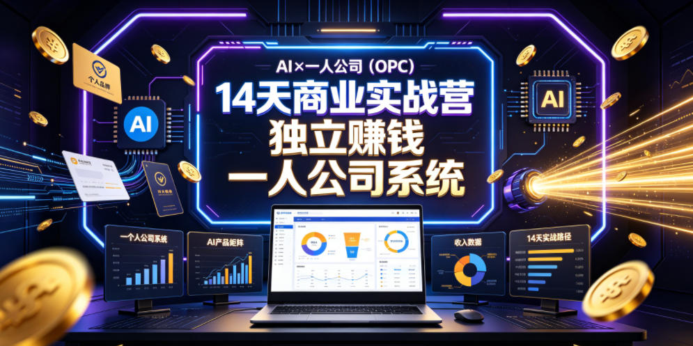 AI×一人公司(OPC)14天商业实战营,用AI帮你搭建一个属于你自己的、能独立賺钱的一人公司系统-铜臭网
