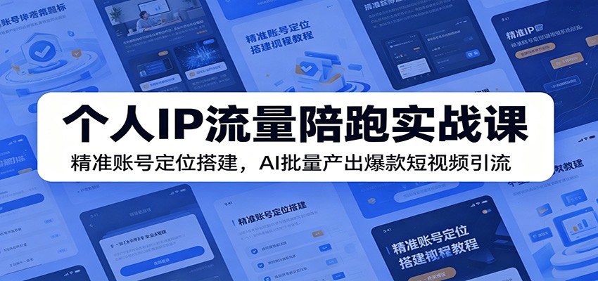 个人IP流量陪跑实战课：精准账号定位搭建，AI批量产出爆款短视频引流-铜臭网