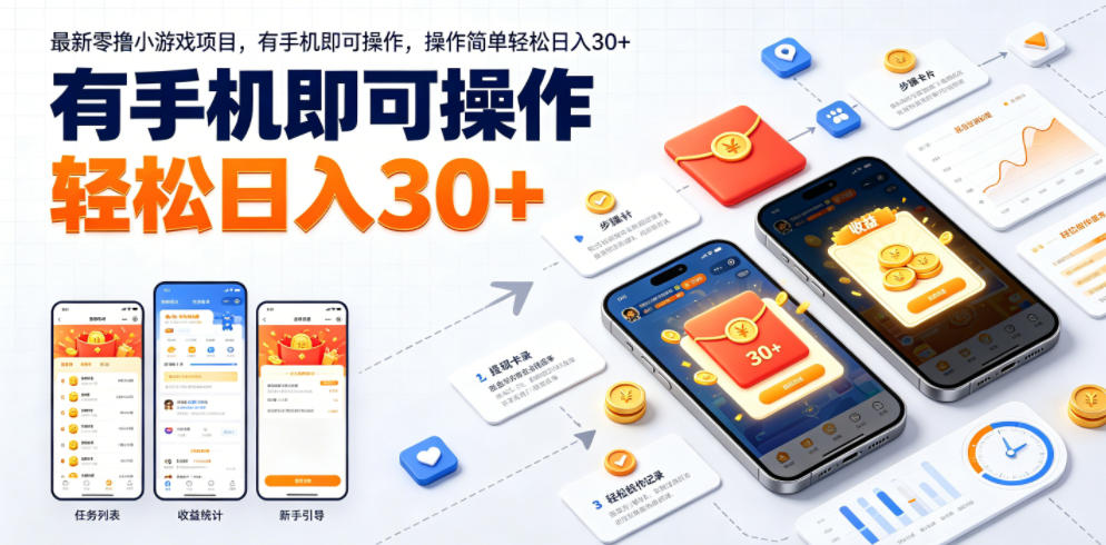 最新零撸小游戏项目,有手机即可操作,操作简单轻松日入30+-铜臭网
