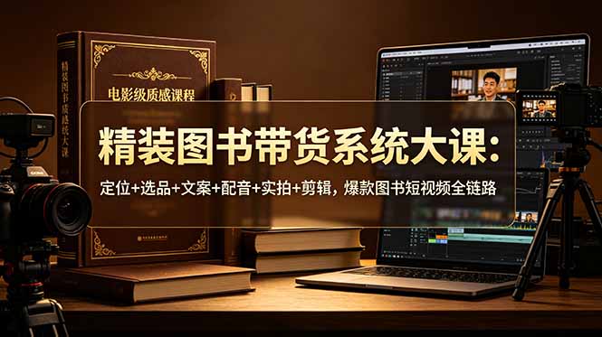 精装图书带货系统大课：定位+选品+文案+配音+实拍+剪辑，爆款图书短视频全链路-铜臭网
