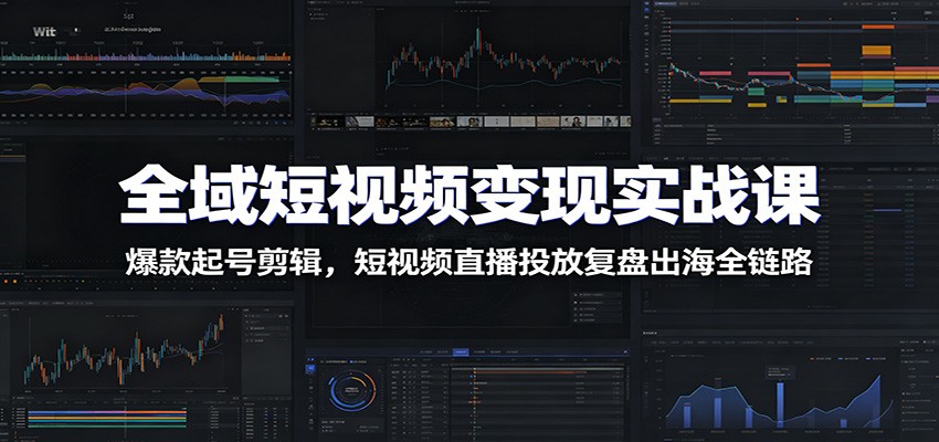 全域短视频变现实战课:爆款起号剪辑,短视频直播投放复盘出海全链路-铜臭网