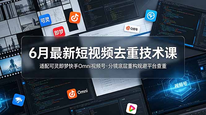 6月最新短视频去重技术课，适配可灵即梦快手Omni视频号，分镜底层重构规避平台查重-铜臭网