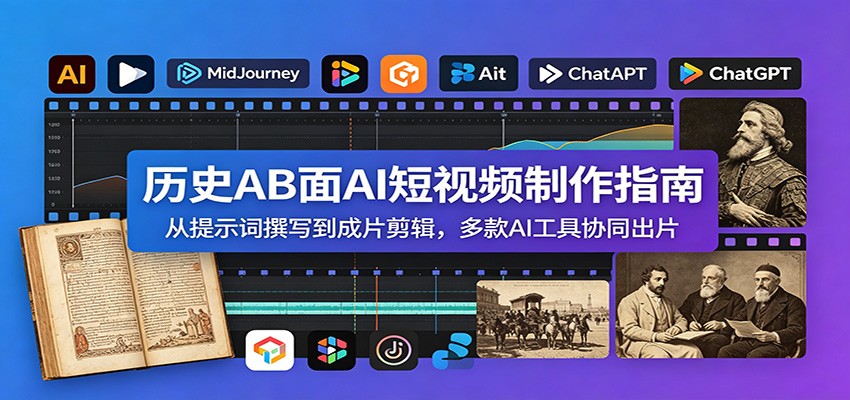 历史AB面AI短视频制作指南：从提示词撰写到成片剪辑，多款AI工具协同出片-铜臭网