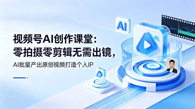 视频号AI创作课堂：零拍摄零剪辑无需出镜，AI批量产出原创视频打造个人IP-铜臭网