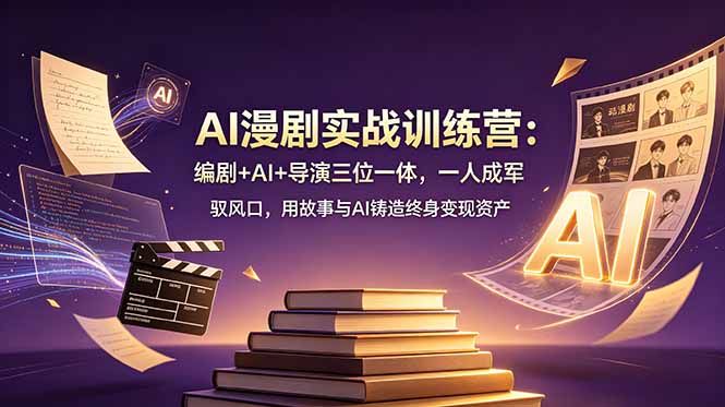 AI漫剧实战训练营：编剧+AI+导演三位一体，一人成军 驭风口，用故事与AI铸造终身变现资产-铜臭网