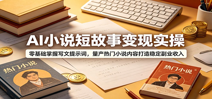 AI小说短故事变现实操：零基础掌握写文提示词，量产热门小说内容打造稳定副业收入-铜臭网