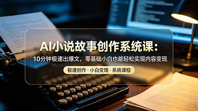 AI小说故事创作系统课：10分钟极速出爆文，零基础小白也能轻松实现内容变现-铜臭网