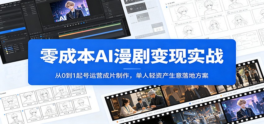 零成本AI漫剧变现实战：从0到1起号运营成片制作，单人轻资产生意落地方案-铜臭网