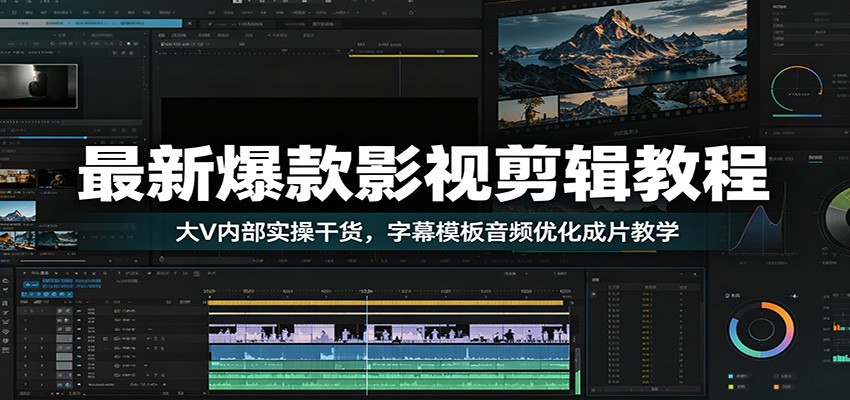 最新爆款影视剪辑教程:大V内部实操干货,字幕模板音频优化成片教学-铜臭网