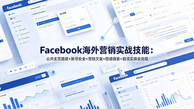 Facebook海外营销实战技能:公共主页搭建+账号安全+营销文案+图谱搜索+投流实操全流程-铜臭网