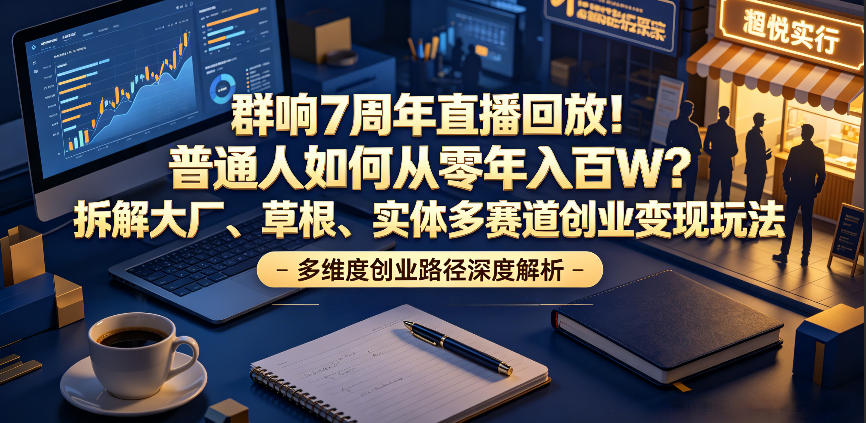 群响7周年直播回放！普通人如何从零年入百W？拆解大厂、草根、实体多赛道创业变现玩法(更新)-铜臭网
