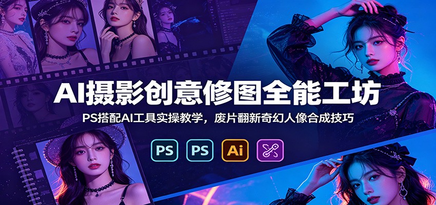 AI摄影创意修图全能工坊：PS搭配AI工具实操教学，废片翻新奇幻人像合成技巧-铜臭网