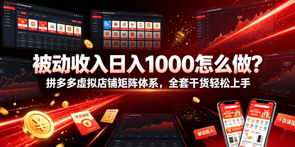 被动收入日入1000怎么做?拼多多虚拟店铺矩阵体系,全套干货轻松上手【揭秘】-铜臭网