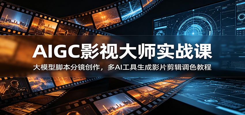 AIGC影视大师实战课：大模型脚本分镜创作，多AI工具生成影片剪辑调色教程-铜臭网