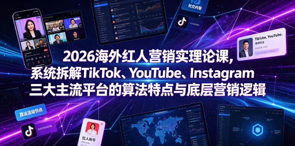 2026海外红人营销实理论课,系统拆解TikTok、YouTube、Instagram三大主流平台的算法特点与底层营销逻辑-铜臭网