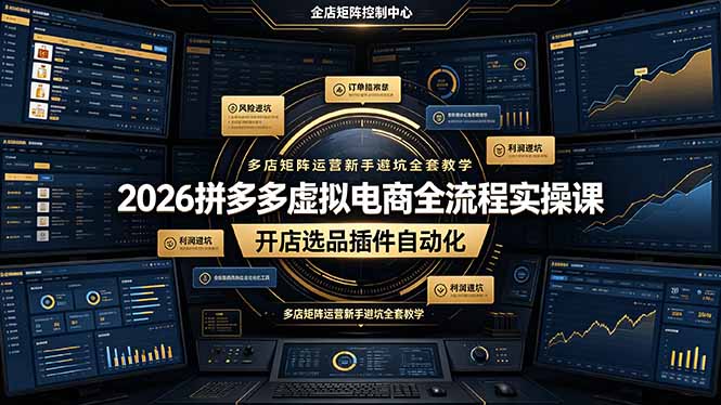 2026拼多多虚拟电商全流程实操课,开店选品插件自动化,多店矩阵运营新手避坑全套教学-铜臭网