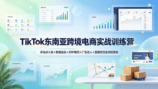 TikTok东南亚跨境电商实战训练营:多站点入驻+数据选品+ERP铺货+广告达人+直播发货全流程落地-铜臭网