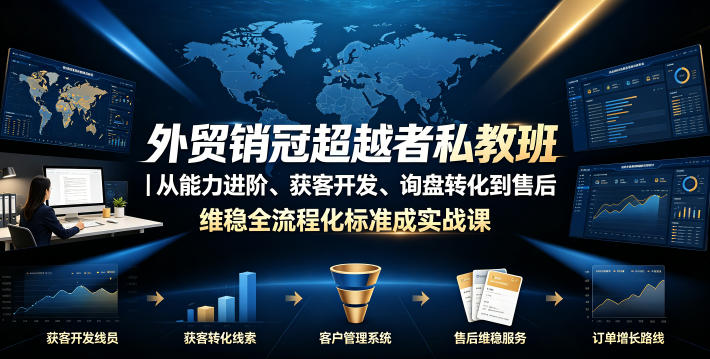 外贸销冠超越者私教班|从能力进阶、获客开发、询盘转化到售后维稳全流程标准化成交实战课-铜臭网