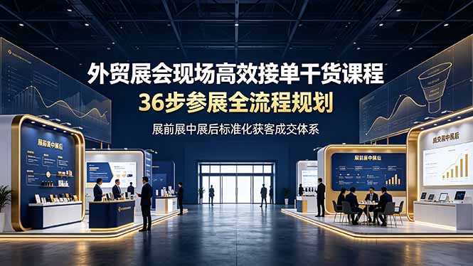 外贸展会现场高效接单干货课程,36步参展全流程规划,展前展中展后标准化获客成交体系-铜臭网