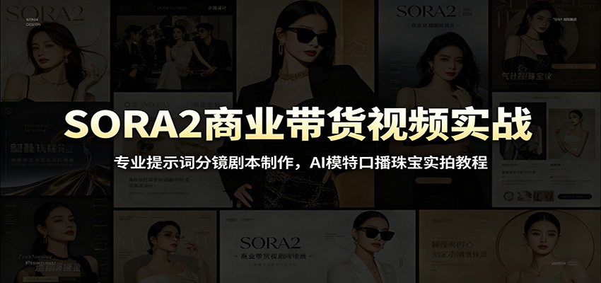 SORA2商业带货视频实战：专业提示词分镜剧本制作，AI模特口播珠宝实拍教程-铜臭网