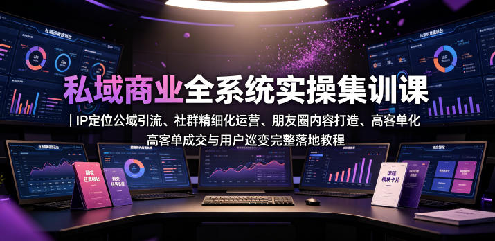 私域商业全系统实操课|IP定位公域引流、社群精细化运营、朋友圈内容打造、高客单成交与用户裂变完整落地教程-铜臭网
