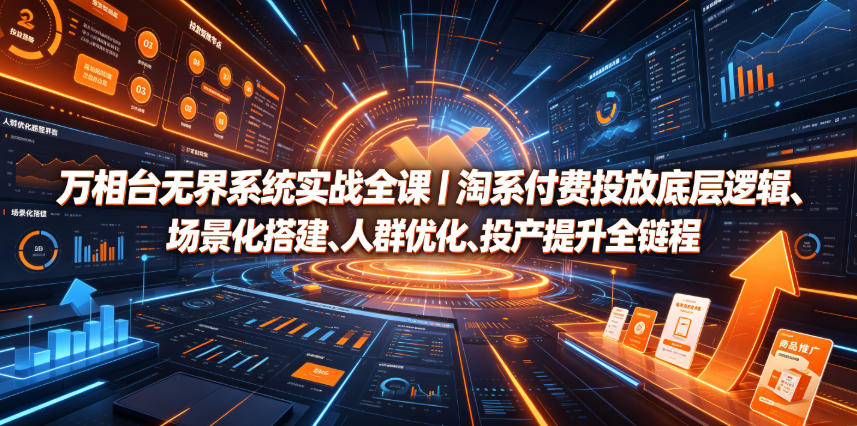 万相台无界系统实战全课|淘系付费投放底层逻辑、场景化搭建、人群优化、投产提升全链路运营教程-铜臭网