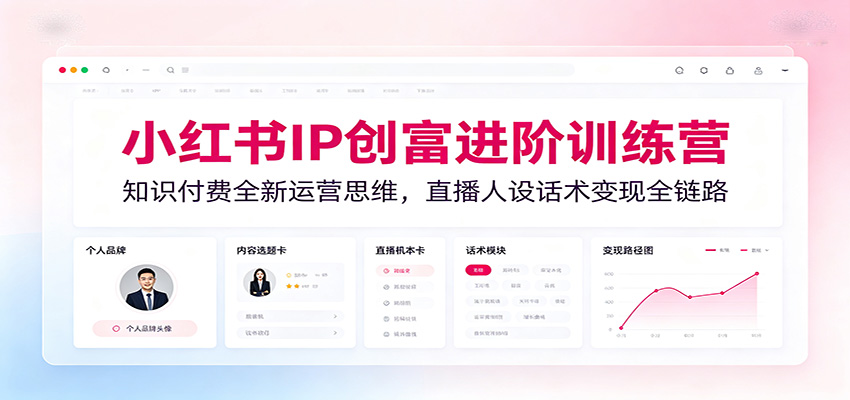 小红书IP创富进阶训练营:知识付费全新运营思维,直播人设话术变现全链路-铜臭网
