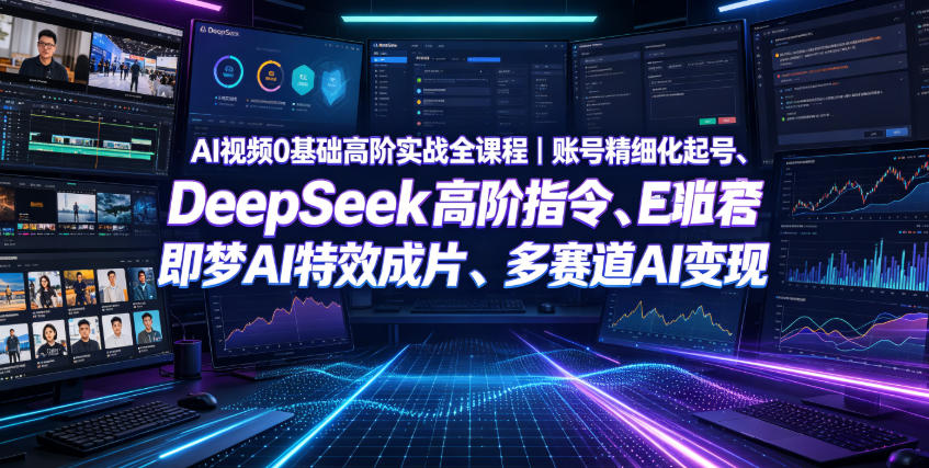 AI视频0基础高阶实战全课程｜账号精细化起号、DeepSeek高阶指令、即梦AI特效成片、多赛道AI短视频量产变现-铜臭网