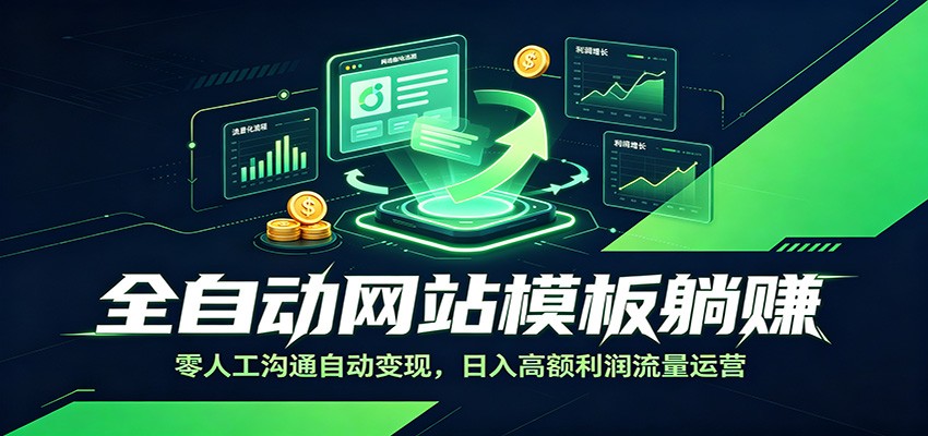 全自动网站模板躺赚:零人工沟通自动变现,日入高额利润流量运营-铜臭网