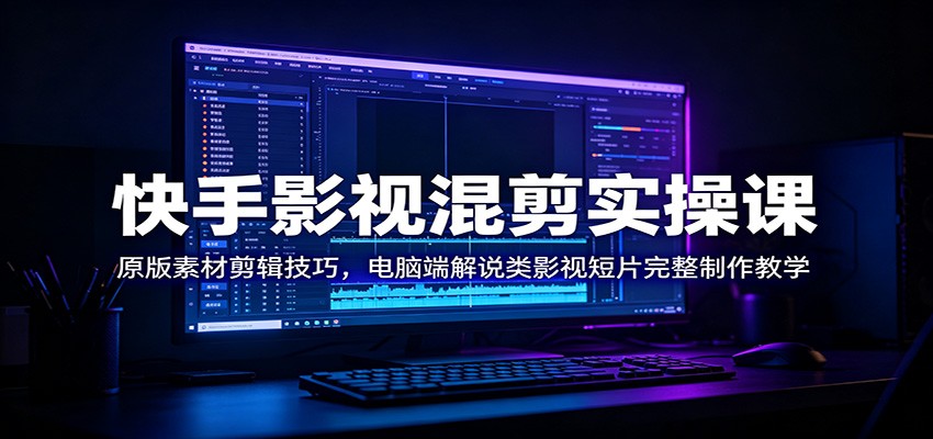 快手影视混剪实操课：原版素材剪辑技巧，电脑端解说类影视短片完整制作教学-铜臭网